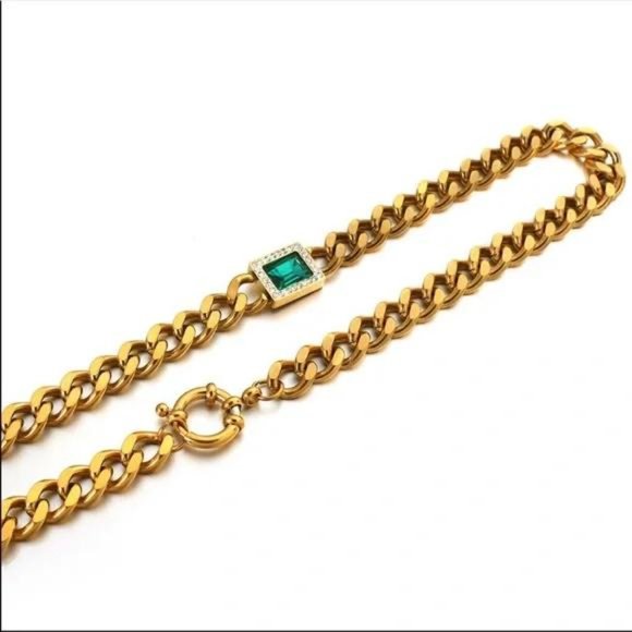 CHUNKY CHAIN 18K GOLD CHOKER NECKLACE - Picture 7 of 9